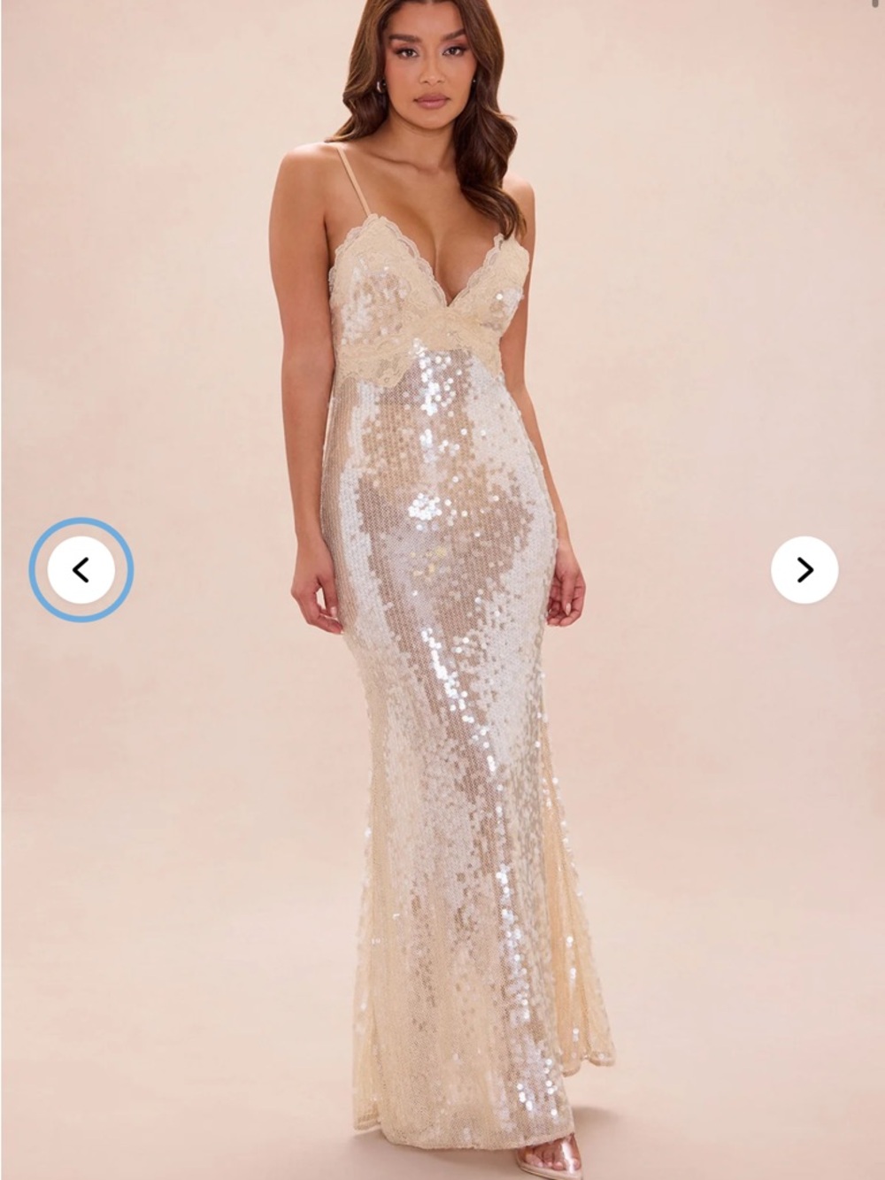 Champagne Sequin Lace Mermaid Gown